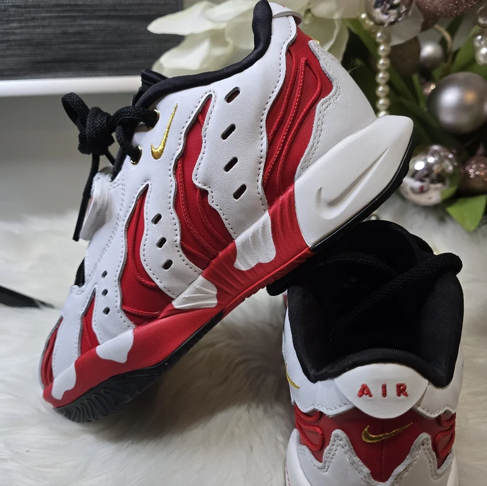 Nike LeBron Prime 96 White Fire Red Metallic Gold Mens Shoes Szie8 New
